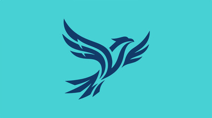 Fototapeta premium Dark Blue Bird Silhouette Flying.