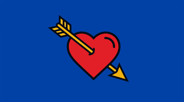 Heart pierced by arrow symbol.