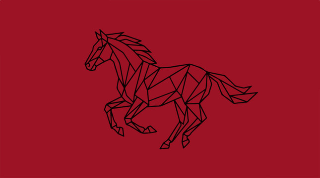 Horse Running Line Art Illustration.