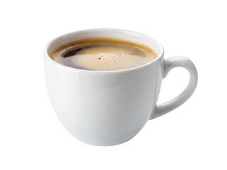 Fototapeta premium Hot Coffee in White Ceramic Mug Isolated on Transparent Background