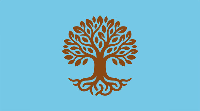 Tree with roots and leaves.