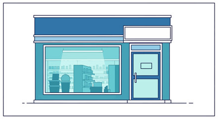 Storefront with Blue Door Window. © yaraa