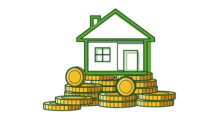 Green house on stacked gold coins. © yaraa
