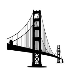 Fototapeta premium Golden Gate Bridge Silhouette: An elegant monochrome silhouette of the iconic Golden Gate Bridge stands tall, showcasing the architectural brilliance.