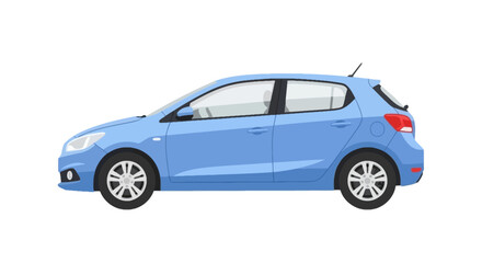 Fototapeta premium Blue Hatchback Car Side View Modern Compact Urban Vehicle Illustration