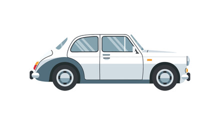 Fototapeta premium White Vintage Compact Car Side View Retro Classic Vehicle Illustration
