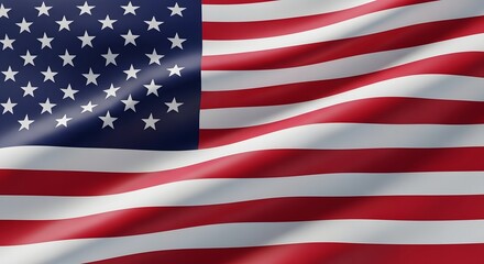 Fototapeta premium Waving American flag close up with fabric texture and soft folds ideal for patriotic design, independence day banners, USA themes and national pride visuals