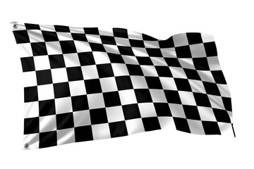 Obraz premium Checkered racing flag waving, symbolizing finish line, speed, success, win, and competition on transparent background