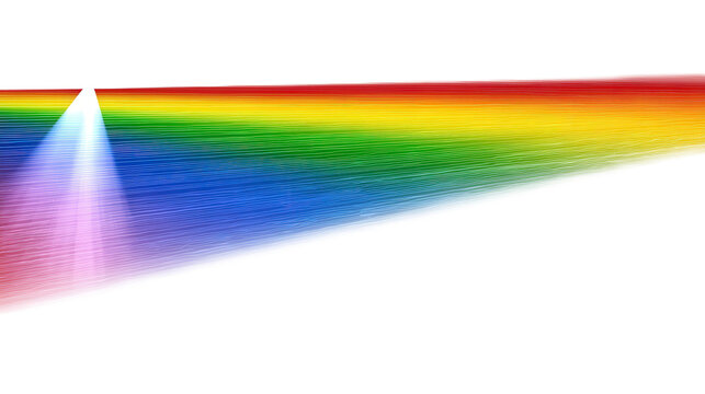 Rainbow prism light beam effect background isolated on a Transparent background, PNG file.
