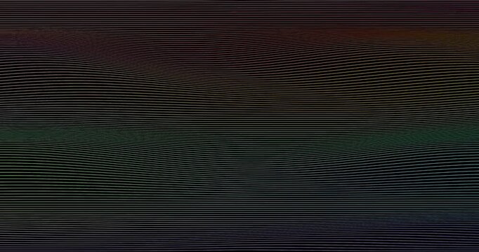 Abstract colorful glowing wave. Cyber digital stylized thin line art background. 4K 3D rendering loop animation.