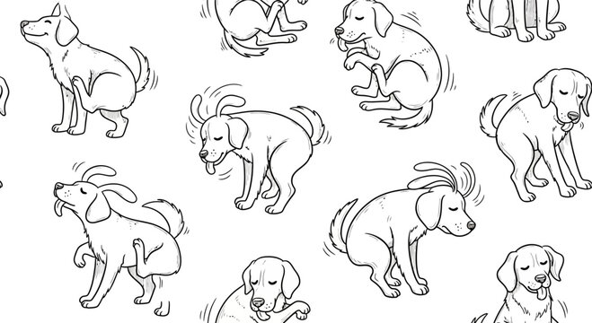 Dog Scratching and Shaking: A Collection of Playful Canine Poses