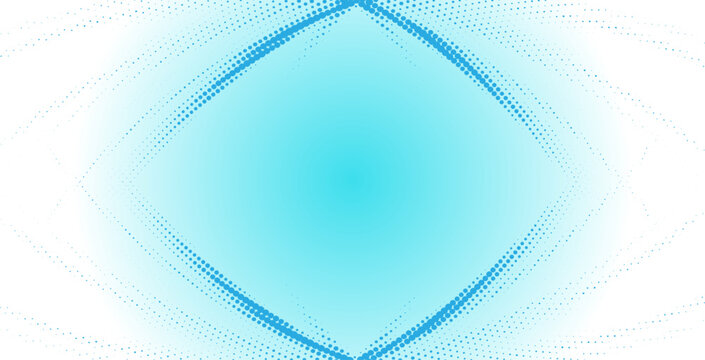 点の集合が菱形状に広がる幾何学的構成と淡いブルーのグラデーションが特徴の近未来抽象背景