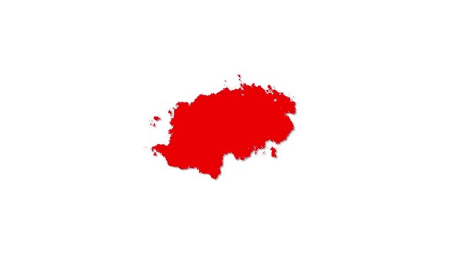 Transitions of red expanding paint stains on white backdrop Grunge Ink spreads and fills the screen. Beautiful red watercolor ink leak drops.