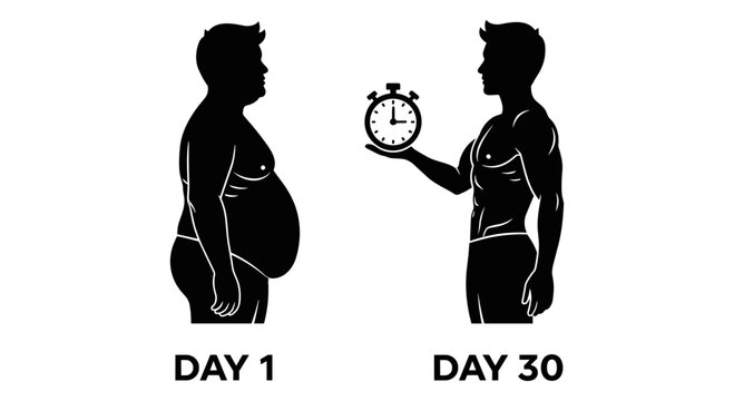 Transformation from day 1 to day 30 Vector, illustration