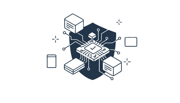 Digital Security Shield Protecting Data and Information Systems.