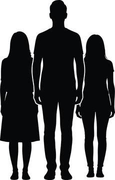 Silhouettes of three standing figures against a plain background Vector