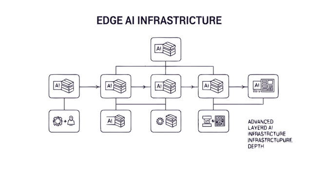 Edge AI Infrastructure Diagram Illustrating Networked Computing Architecture.