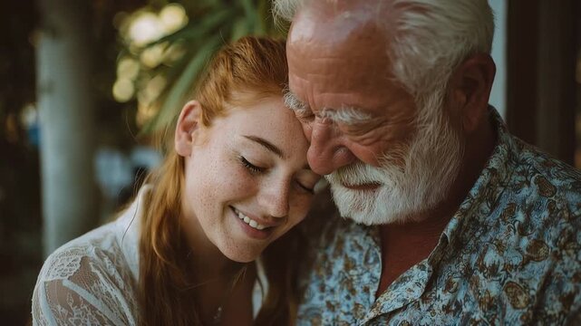 Grandfather and granddaughter sharing loving intergenerational connection