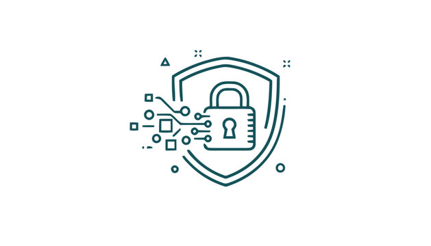 Digital Security Shield with Lock Icon.
