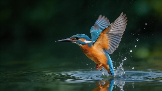 Kingfisher in Flight Near Water