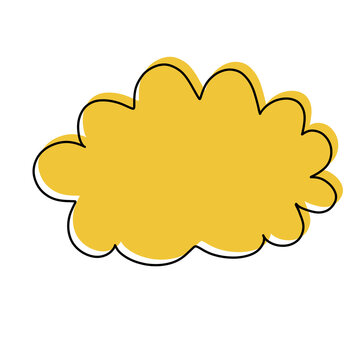 Cloud Speech Bubble Illustration &ndash; Yellow Rounded Comic Message Text Box