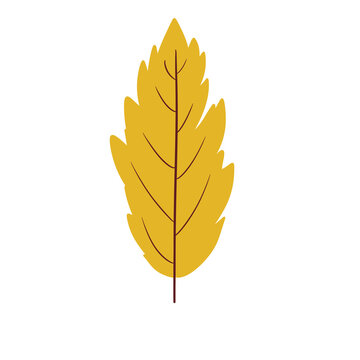 Single Leaf Illustration &ndash; Textured Yellow Botanical Autumn Leaf