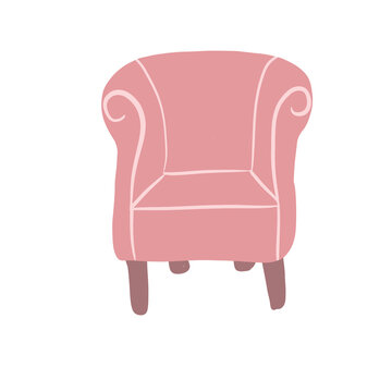 Cute Armchair Illustration &ndash; Pastel Cozy Sofa Living Room Furniture