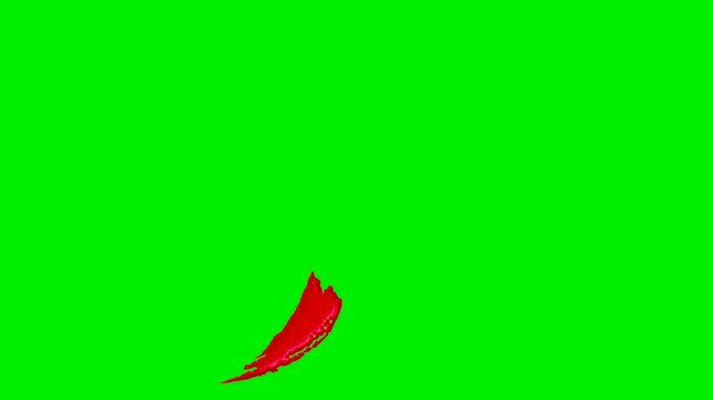 Liquid red paint brush stroke comma symbol on green screen background