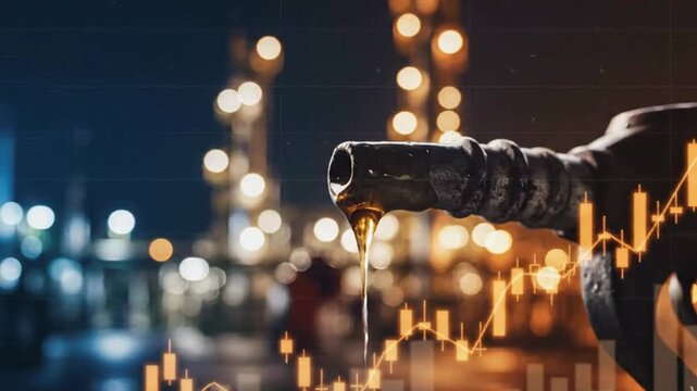 Oil Price Concept with Fuel Nozzle and Financial Market Chart