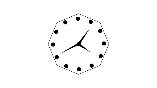 Minimal clock face rotating hands clip.