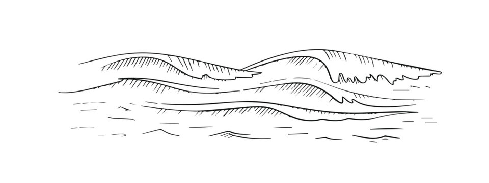 Ocean waves with curling crests