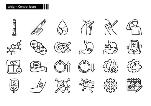 Medical Icon Set for Metabolic Treatment and Weight Management