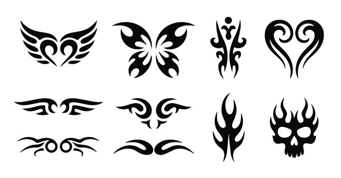 Collection of flame tattoo motifs