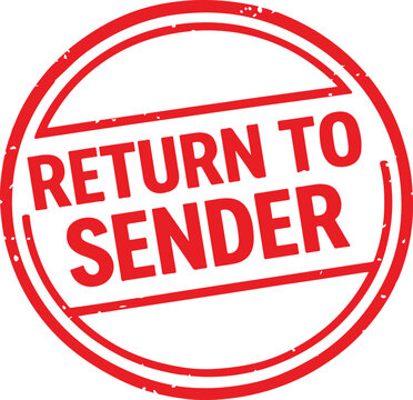 Red circular stamp with text Return To Sender vector