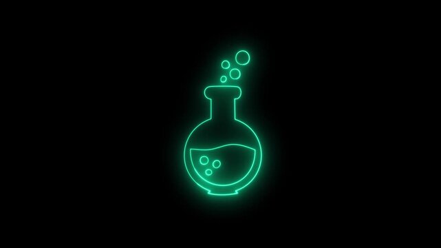 Chemical potion glowing in laboratory animation.
