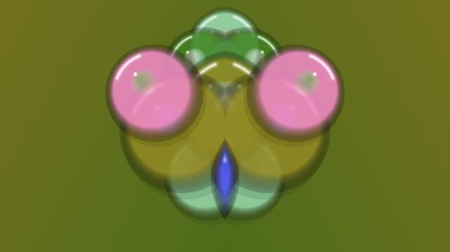 Abstract Mirror Image of a Frog's Face with Big Eyes and a Green Background