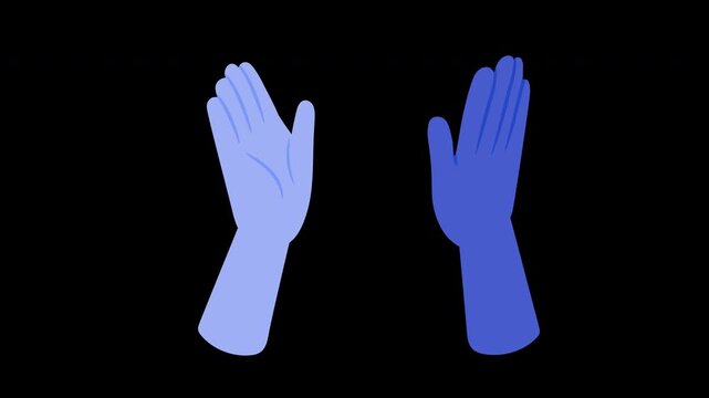 A clean flat animation of two hands giving a high five.
