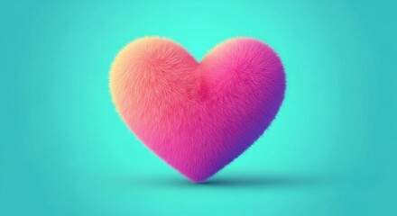 Obraz premium A pink and purple fluffy heart against a blue background.