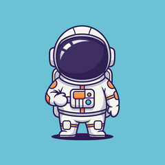 Obraz premium Cute Cartoon Astronaut Standing Confidently in Space Suit.