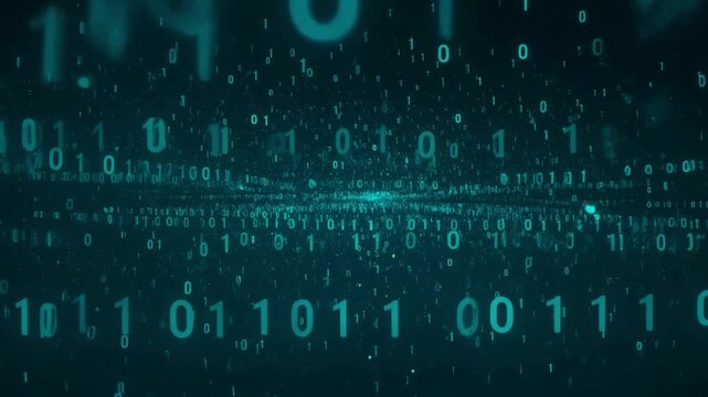 Digital Binary Code Background Animation 0 and 1 Data Stream Futuristic Technology Cyberpunk Abstract Visuals for Website Design