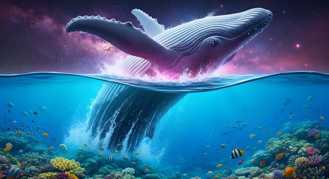 A surreal cosmic-nature blend. The transition from ocean water to star-matter is seamless, creating a "wow" factor for high-end digital art collectors.
