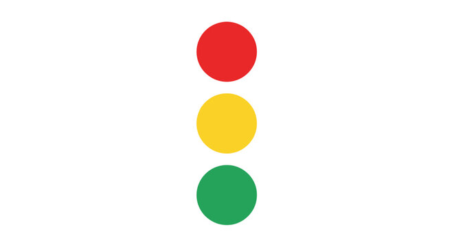 Red yellow green traffic light signal with three circles