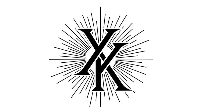 Stylized YK monogram logo with radiating sunburst design
