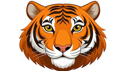 Fototapeta premium Vibrant Tiger Head Portrait - Majestic Animal Illustration.