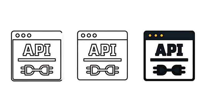 Triple icon illustration showing API security and access protection concepts.