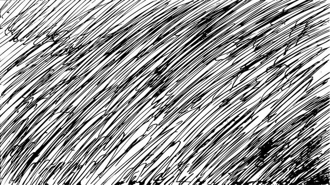 Hand-drawn, black, hatched, line, animation, on, white, background, featuring, an, organic, wiggle, effect, perfect, for, artistic, video, overlays, and, creative, storytelling.
