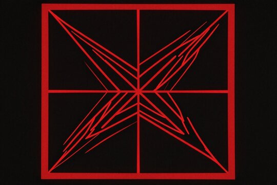 A red and black square with a red border