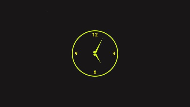 Neon green clock on black background showing 11 o'clock time