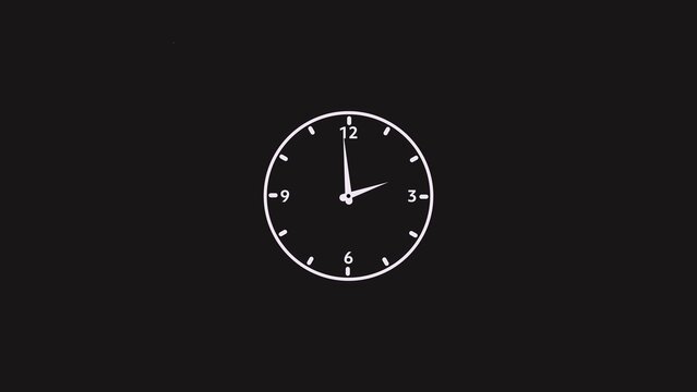 White analog clock on black background showing 12 o'clock white clock