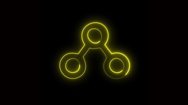 Abstract neon molecule shape motion background.